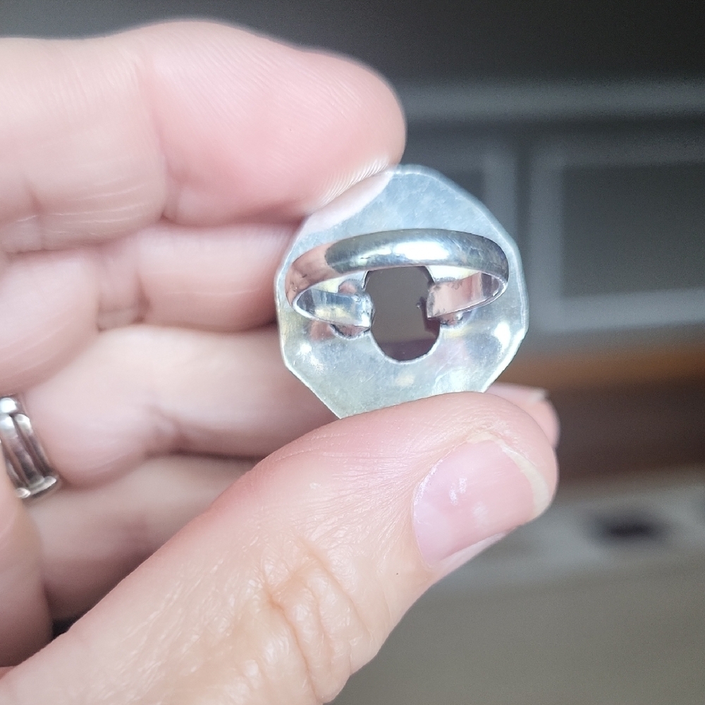 925 Silver Overlay Brown Agate Ring - image 3